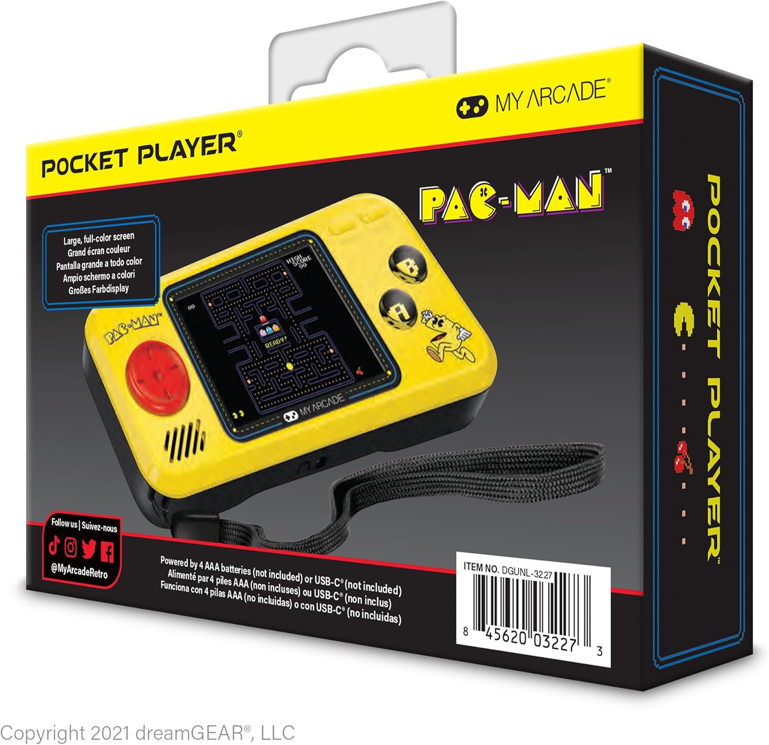 My Arcade Pac-Man Pocket Player Handheld Game Console – 3 Built-In Games (Pac-Man, PAC-Panic, PAC-Mania), 2.75” Full-Color Display, Retro Collectible with Speaker & Headphone Jack - PuriLite