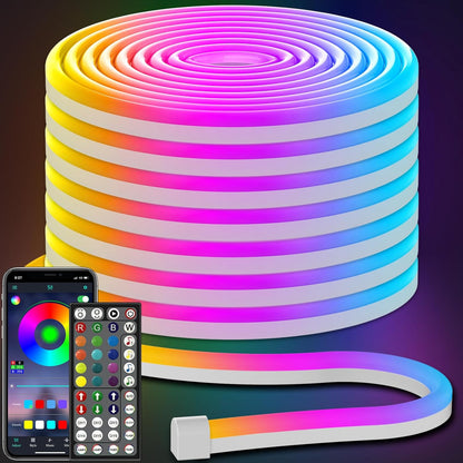 AILBTON Led Neon Rope Lights,Control with App/Remote,Flexible Led Rope Lights,Multiple Modes,IP65 Outdoor RGB Neon Lights Waterproof,Music Sync Gaming Led Neon Strip Lights for Bedroom 50FT Led Neon