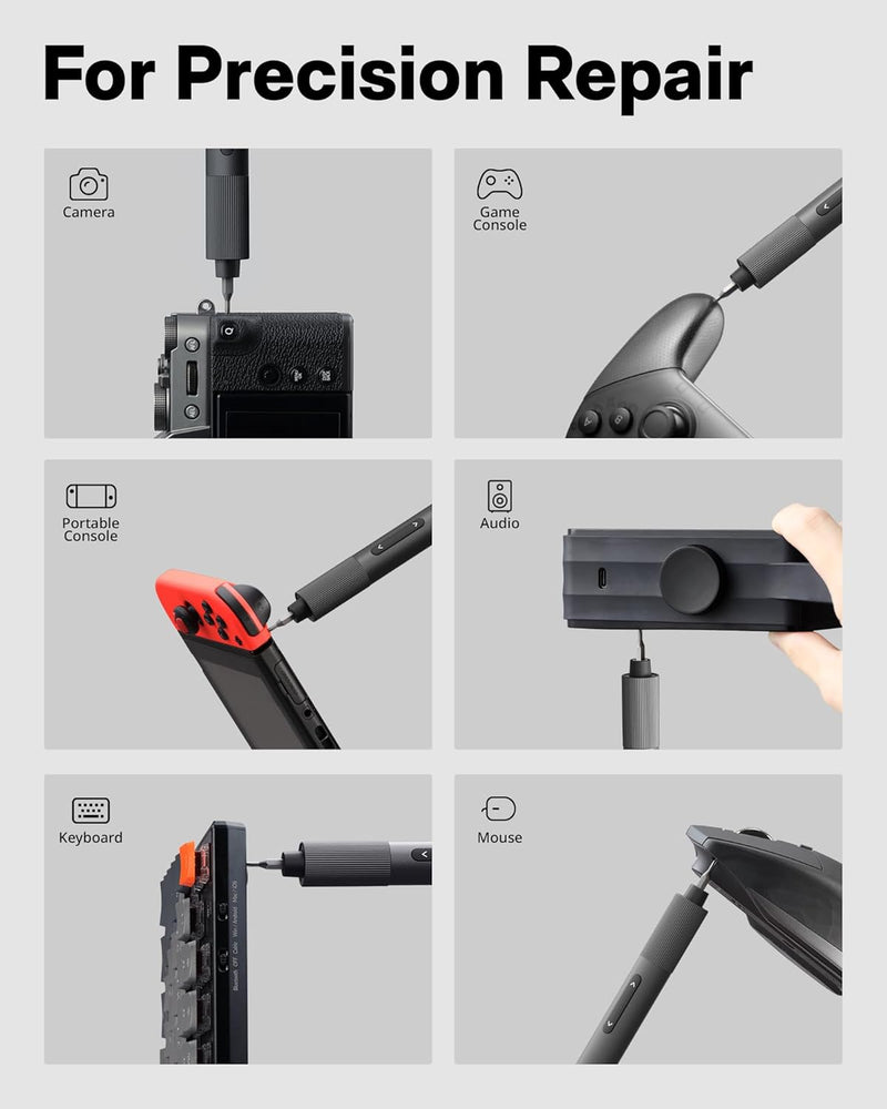HOTO Electric Precision Screwdriver, 25-in-1 Rechargeable Screwdriver Set, Cordless Mini Power Screwdriver with S2-Steel Bits, 1-Gear, Ideal for Phone/Glasses/Watches/Laptop