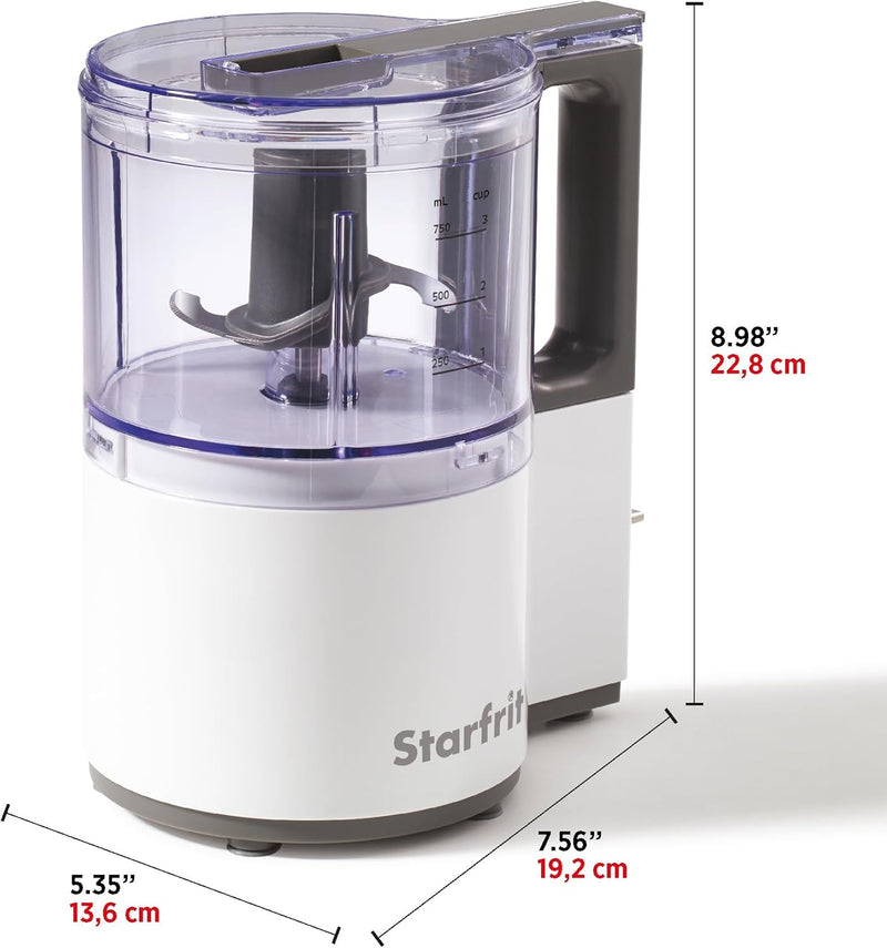 Starfrit Electric Oscillating Food Processor - 4 Cups - Measuring Spoon - High, Low & Pulse Modes - 300W