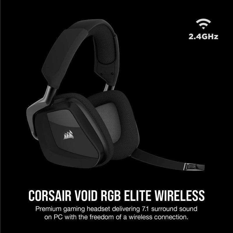 Corsair Void RGB Elite Wireless Premium Gaming Headset with 7.1 Surround Sound, Carbon