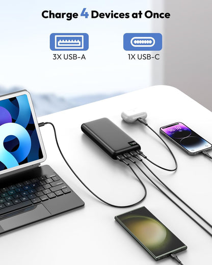 SOARAISE Power Bank 27000mAh, 22.5W USB C in & Out Fast Charging Portable Charger, PD 3.0 QC 4.0 LED Display Phone Battery Pack Compatible with iPhone 16 15 14 13 12 Pro Samsung S21 Google iPad Tablet