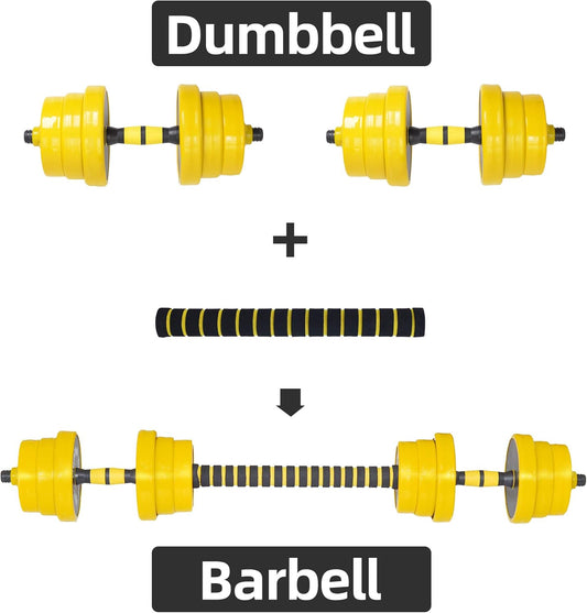 Nice C Adjustable Barbell- Dumbbell Set, 22-33-44-55-66-88 LB 2-in-1 Set, Non-Slip Hand, All-Purpose, Home, Gym, Office - PuriLite