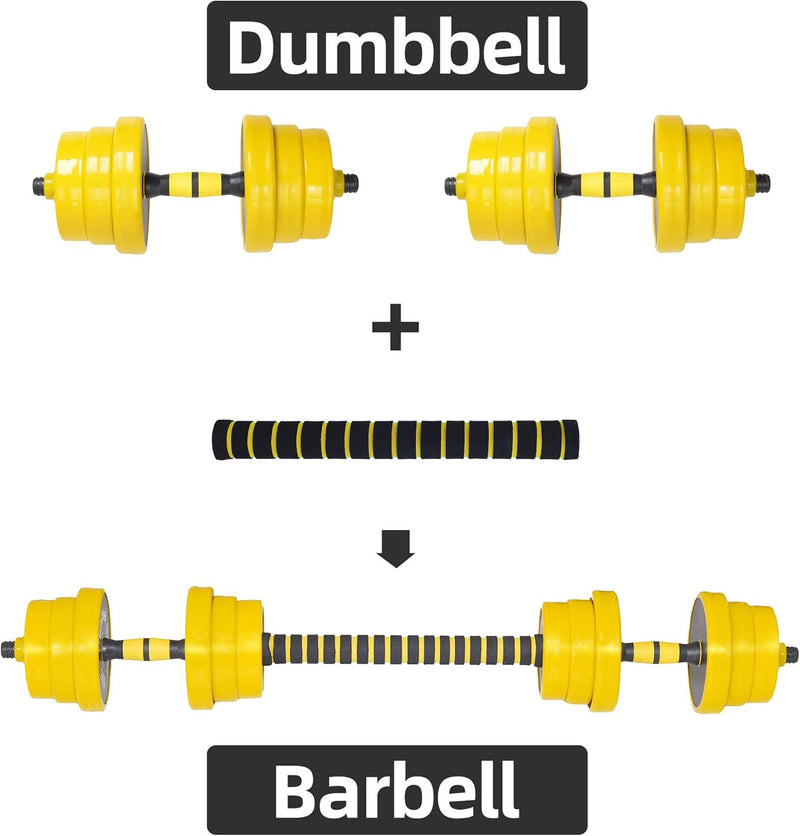 Nice C Adjustable Barbell- Dumbbell Set, 22-33-44-55-66-88 LB 2-in-1 Set, Non-Slip Hand, All-Purpose, Home, Gym, Office