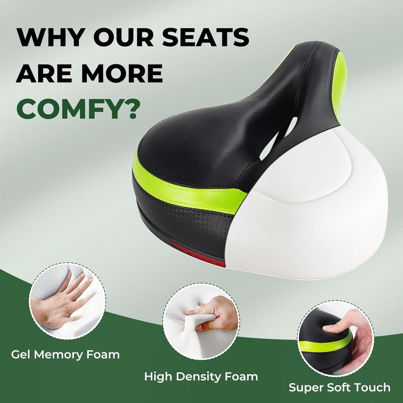 TONBUX Most Comfortable Bike Seat, Cushioned Bicycle Seat for Men Women with Dual Shock Absorbing Ball, Wide Comfort Bike Saddle