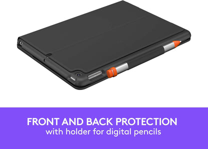 Logitech iPad (7th,8th and 9th generation) Keyboard Case | Slim Folio with Integrated Wireless Keyboard (Graphite)