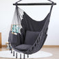 Klhamky Hammock Chair Swing with Hanging Hardware Kit- Beige, Cotton Canvas, Include Two Seat Cushions, for Bedroom Indoor Outdoor, Max. Weight 330 Lbs (Dark Grey)