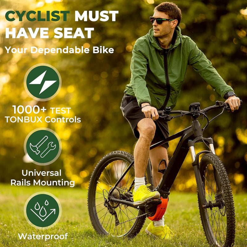 TONBUX Most Comfortable Bike Seat, Cushioned Bicycle Seat for Men Women with Dual Shock Absorbing Ball, Wide Comfort Bike Saddle