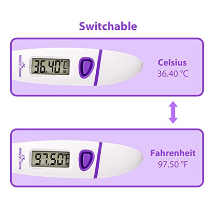 Easy@Home Digital Basal Body Thermometer: Accurate Oral Temperature BBT Thermometer with Premom Fertility Tracker App - 1/100th Degree High Precision | EBT-018 Purple