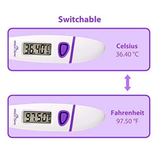 Easy@Home Digital Basal Body Thermometer: Accurate Oral Temperature BBT Thermometer with Premom Fertility Tracker App - 1/100th Degree High Precision | EBT-018 Purple