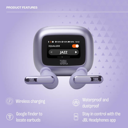 JBL Live Beam 3 True Wireless Noise-Cancelling Earbuds – Hi-Res Audio, Smart Touchscreen Charging Case, 48H Playback, Wireless Charging - PuriLite