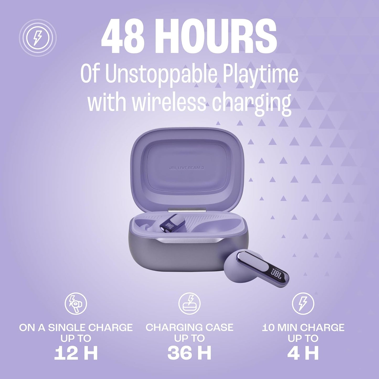 JBL Live Beam 3 True Wireless Noise-Cancelling Earbuds – Hi-Res Audio, Smart Touchscreen Charging Case, 48H Playback, Wireless Charging - PuriLite