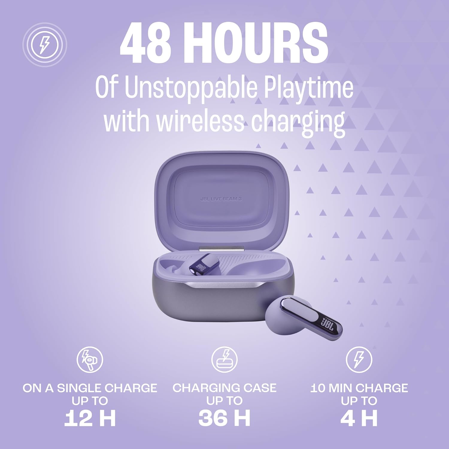 JBL Live Beam 3 True Wireless Noise-Cancelling Earbuds – Hi-Res Audio, Smart Touchscreen Charging Case, 48H Playback, Wireless Charging - PuriLite
