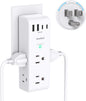 Surge Protector Outlet Extender with Rotating Plug, 6 AC Multi Outlet Adapter with 4 USB Ports Including USB-C, 1800 Joules 3-Sided Swivel Power Splitter for Home Office and Travel - PuriLite