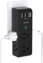 Surge Protector Outlet Extender with Rotating Plug, 6 AC Multi Outlet Adapter with USB-C, 1800 Joules 3-Sided Swivel Power Strip for Dorm, Office, and Home - PuriLite