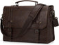 Messenger Bag for Men – 17 Inch Laptop Bag Vintage PU Leather Waterproof Computer Briefcase, Retro Shoulder Satchel - PuriLite