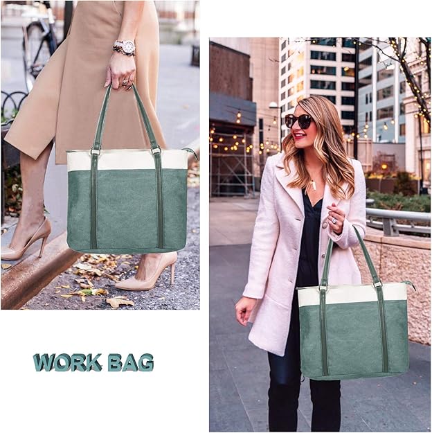 Women’s Work Tote Bag – Laptop Compartment Teacher Tote Purse with Zipper Pockets, Lightweight Everyday Shoulder Handbag - PuriLite