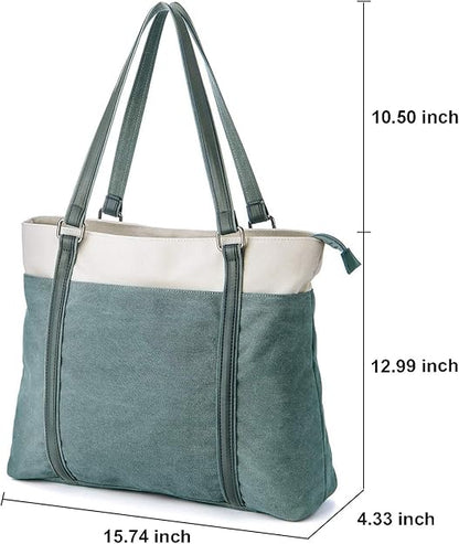 Women’s Work Tote Bag – Laptop Compartment Teacher Tote Purse with Zipper Pockets, Lightweight Everyday Shoulder Handbag - PuriLite