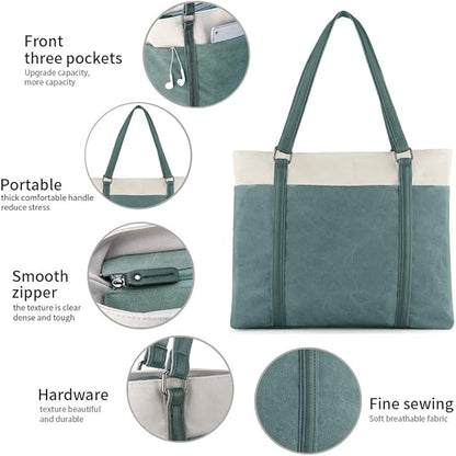 Women’s Work Tote Bag – Laptop Compartment Teacher Tote Purse with Zipper Pockets, Lightweight Everyday Shoulder Handbag - PuriLite