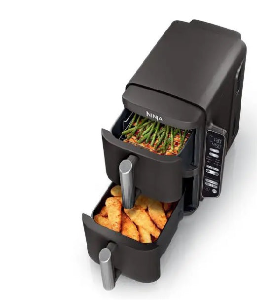 Ninja DoubleStack 2-Basket Air Fryer, DoubleStack Technology Cooks 4 Foods at Once, Space Saving Design, 8 QT, 6-in-1 (SL201C)