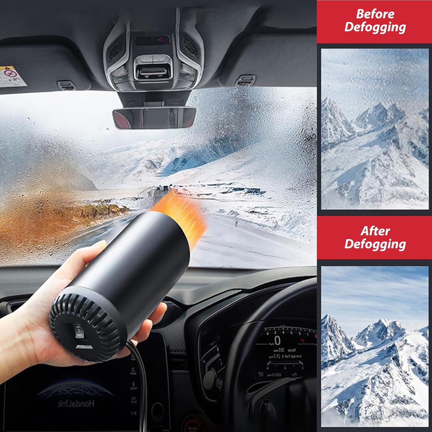 Car Heater, 12V 150W Car Heater That Plugs into Cigarette Lighter, 2 in 1 Defroster Defogger Fast Heating, Car Amplifier Cooling Fans Automotive Replacement Heater for All Cars (Black) - PuriLite