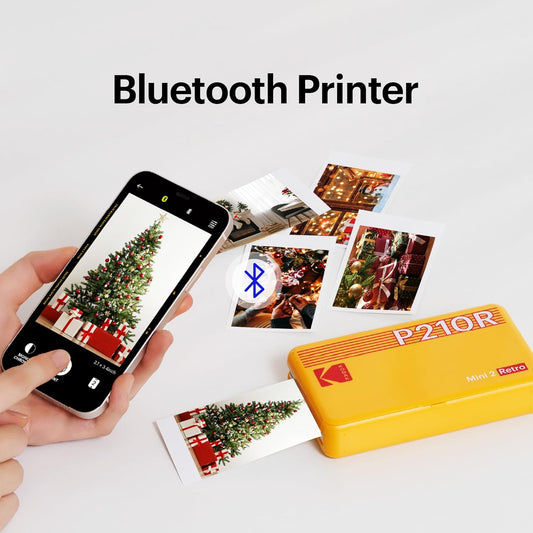 KODAK Mini 2 Retro 4PASS Portable Photo Printer (2.1x3.4 inches) + 68 Sheets Bundle (8 Initial Sheets + 60 Sheets Pack), White - PuriLite