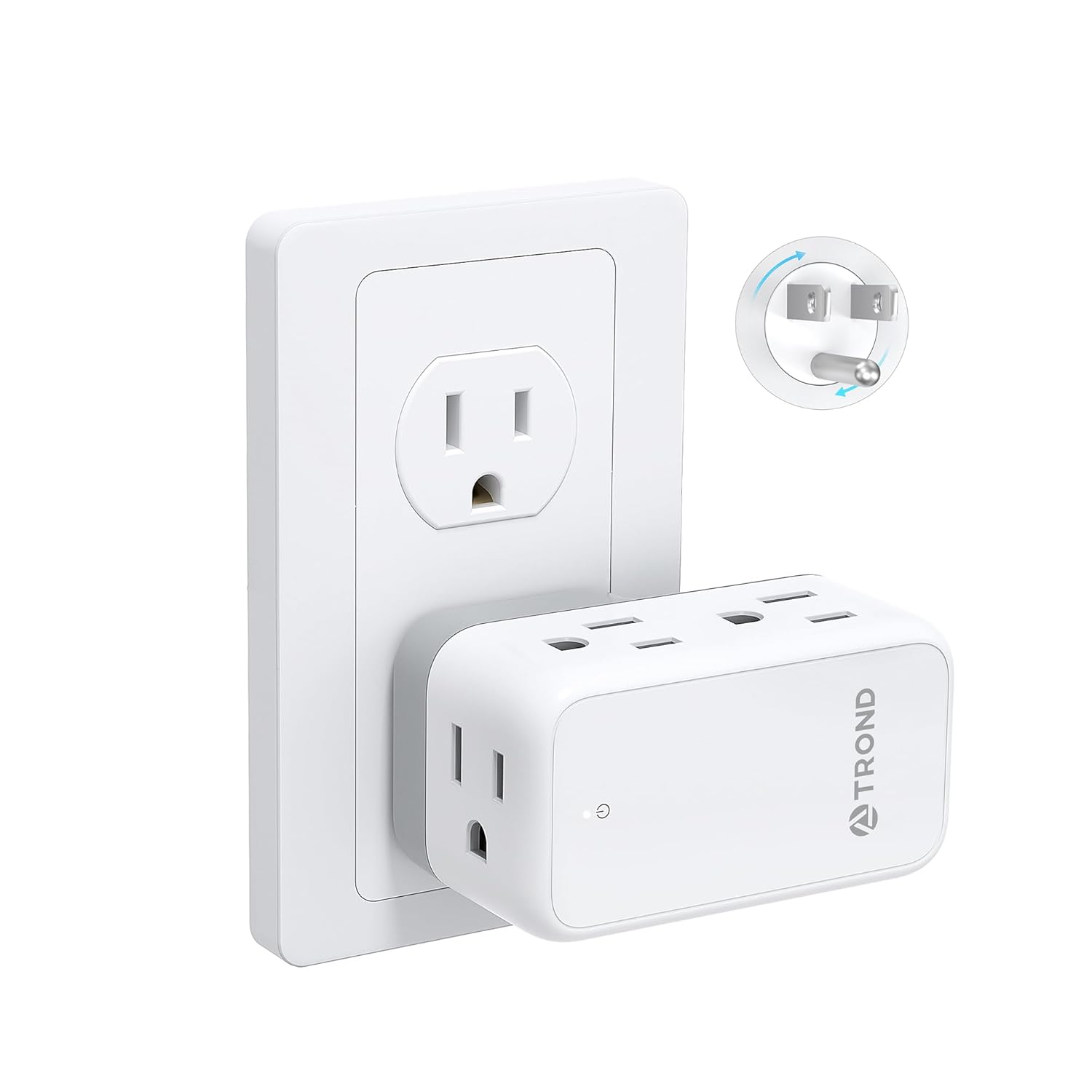 Rotating Multi Adapter 360 Degree Rotating Multi Plug Outlet Extender, 6 AC Wall Outlet Split ...