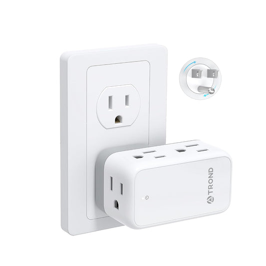 360 Degree Rotating Multi Plug Outlet Extender, 6 AC Wall Outlet Splitter, Compact Swivel Power Expander for Home Office and Travel Use - PuriLite