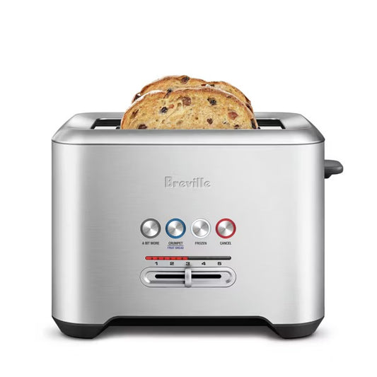 Breville A Bit More 2 Slice Stainless Steel Toaster: 1000W, Silver, Compact Design, 1-Year Warranty - PuriLite