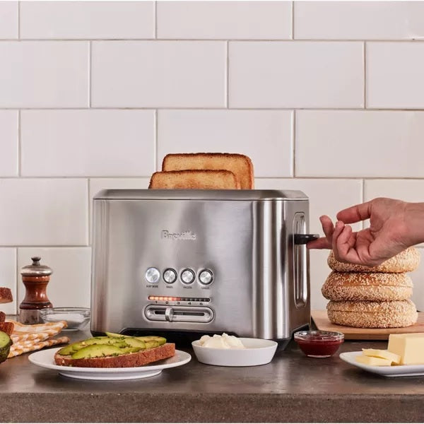 Breville A Bit More 2 Slice Stainless Steel Toaster: 1000W, Silver, Compact Design, 1-Year Warranty