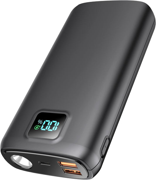 Portable-Charger-Power-Bank - 40000mAh Power Bank PD 30W and QC 4.0 Quick Charging Built-in Bright Flashlight LED Display 2 USB 1Type-C Output for Most Electronic Devices on The Market(Matte Black)