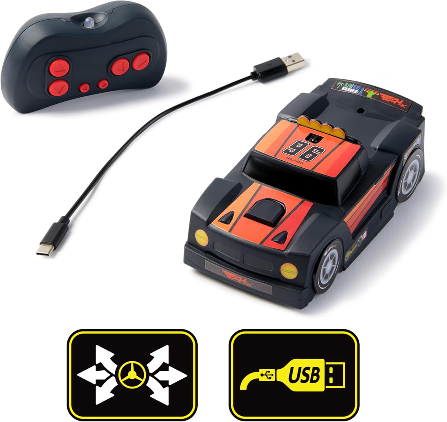 Air Hogs, Zero Gravity Racing Wall Climber, USB-C Rechargeable Wall Racer Truck, Black Indoor RC Car, Over 4-Inches, Kids Toys for Ages 4 and up - PuriLite