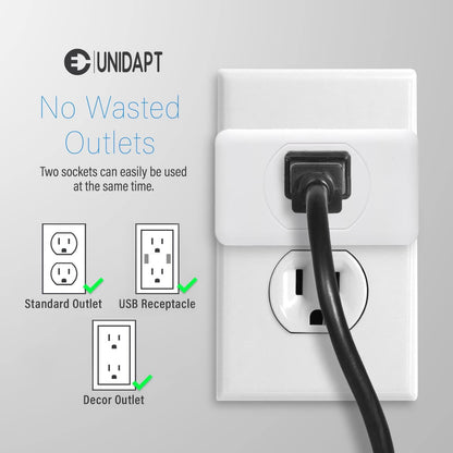 3 Outlet Multi Plug Wall Adapter 2 Pack, Grounded Outlet Splitter Plug Expander for Home Office Dorm and Travel Use - PuriLite
