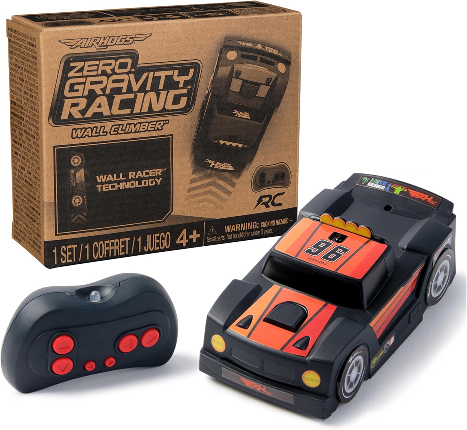 Air Hogs, Zero Gravity Racing Wall Climber, USB-C Rechargeable Wall Racer Truck, Black Indoor RC Car, Over 4-Inches, Kids Toys for Ages 4 and up - PuriLite