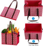 WUWEOT 4 Pack Reusable Grocery Bags, Large Shopping Box Tote, Foldable Washable Storage Bins with Reinforced Bottom Heavy Duty Handles for Fruit Vegetable Clothes Toys and Picnic