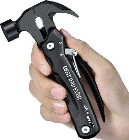All-in-One Hammer Multitool 12-in-1 Stainless Steel Pocket Tool with Pliers, Screwdrivers, Knife and Saw, Compact Everyday Carry Tool for Home, DIY, and Outdoor Use - PuriLite