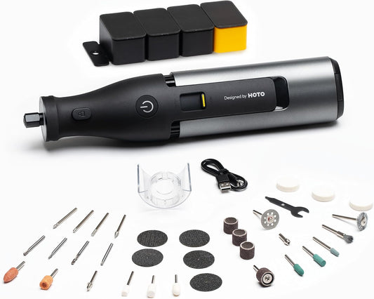 HOTO 12V Cordless Rotary Tool Kit Pro, Variable Speed Multi-Purpose Kit, Engineered for Stability & Superior Workshop Control for DIY & Crafting, Sanding, Engraving and Polishing