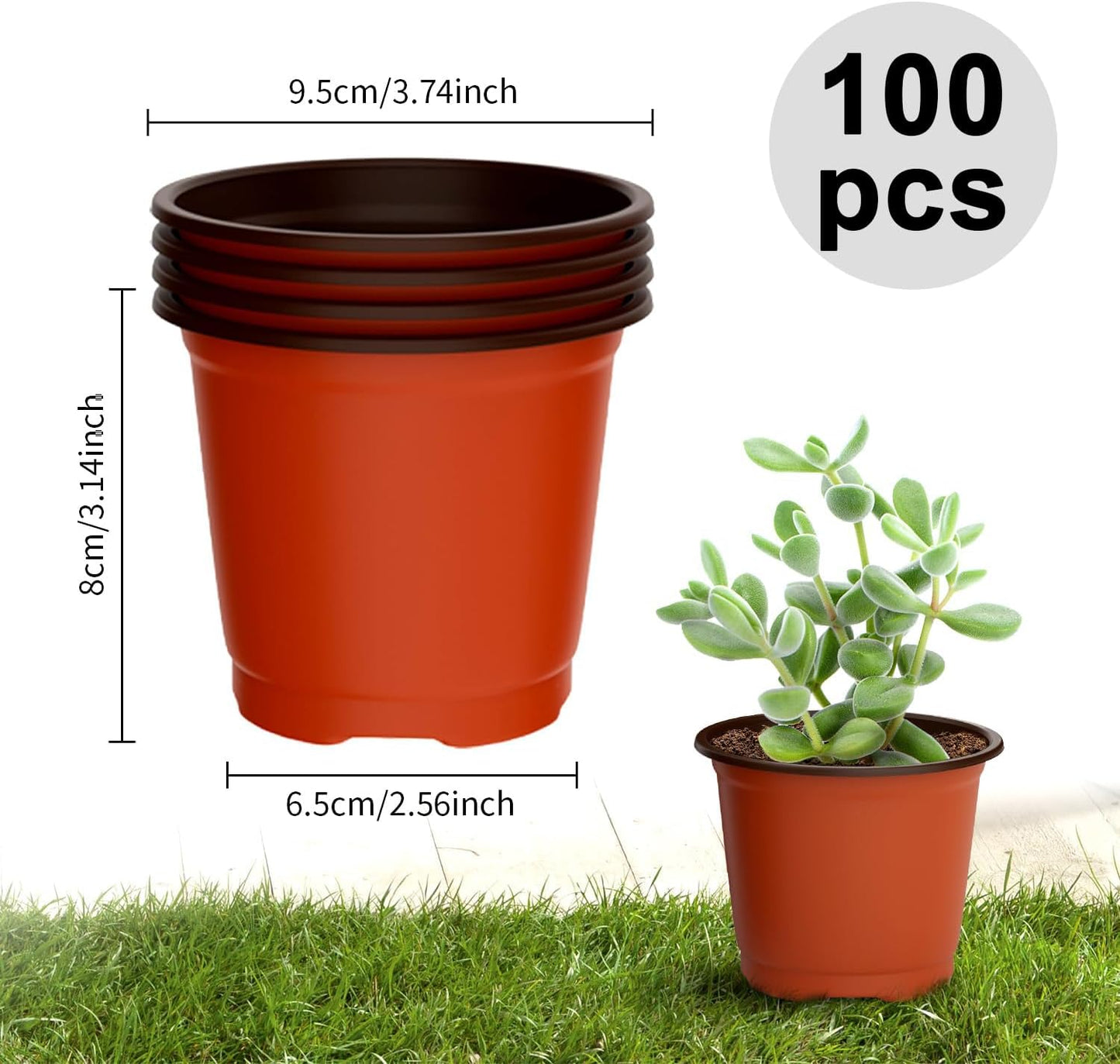 Nursery Pots Planting Pots 4 Inch Plant Pot 100pcs Seedling Pots Plastic Plant Pot Seed Starter Pots Plant Starter Pots Plastic Pots Small Plant Pots Plastic Nursery Pots Seed Starting Pots Flower Pot