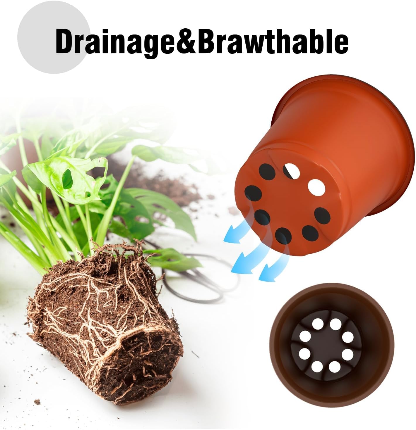 plastic plant starters Nursery Pots Planting Pots 4 Inch Plant Pot 100pcs Seedling Pots Plast – PuriLite
