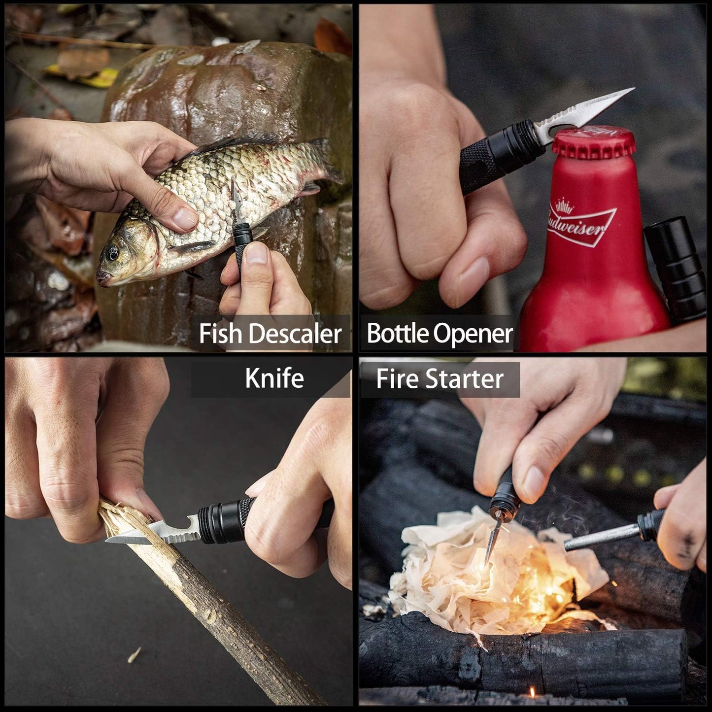 Survival Multi Tool 9-in-1 with Fishing Tool, Fire Starter, Whistle, Window Breaker and Bottle Opener, Compact Everyday Carry Survival Gear for Outdoor and Emergency Use - PuriLite
