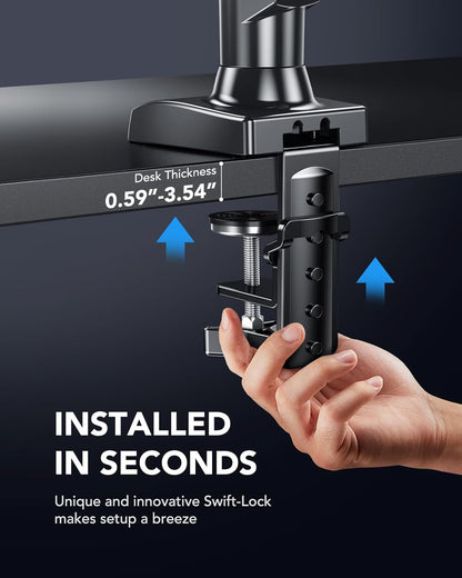 HUANUO Single Monitor Mount, 13 to 32 Inch Gas Spring Monitor Arm, Adjustable Stand, Vesa Mount with Clamp and Grommet Base - Fits 4.4 to 19.8lbs LCD Computer Monitors