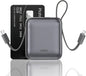 Small Portable Charger, 22.5W Fast Charging Mini Power Bank 10000mAh with Built-in Cables LED Display, Travel Essential USB-C Battery Pack Compatible with iPhone,Samsung,Android (Gray)
