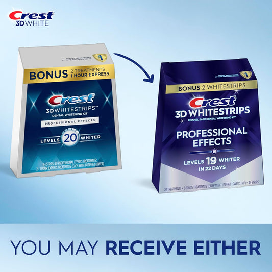 Crest 3D Whitestrips Professional Effects – Teeth Whitening Kit, 22 Treatments (20 + 2 Bonus), Each with 1 Upper/1Lower, 44 Strips – Crest 3DWhite Teeth Whitening Strips - PuriLite