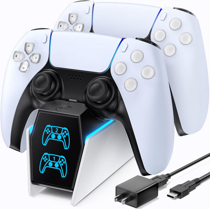 PS5 Controller Charger, OIVO PS5 Charging Station for Dualsense Controller, PS5 Controller Charger Station with Fast Charging AC Adapter, PS5 Charger for PlayStation 5 Dual Controller - PuriLite