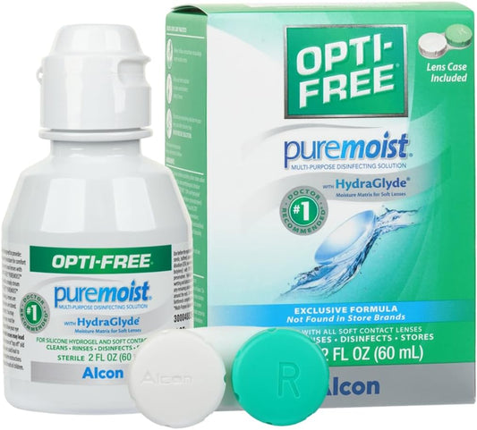 Opti-Free Puremoist Multi-Purpose Contact Lens Cleaning and Disinfecting Solution with Lens Case, 2 Fl Oz (Pack of 1)