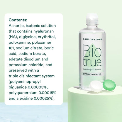 Biotrue Hydration Plus Contact Lens Solution, Multi-Purpose Solution for Soft Contact Lenses, Lens Case Included, 10 FL OZ (Pack of 2)