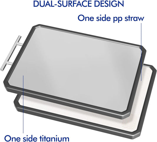 Titanium Cutting Boards for Kitchen, Large 16x11 Inch Pure Titanium and Wheat Straw PP Double Sided Chopping Board, Dishwasher Safe, Easy to Clean