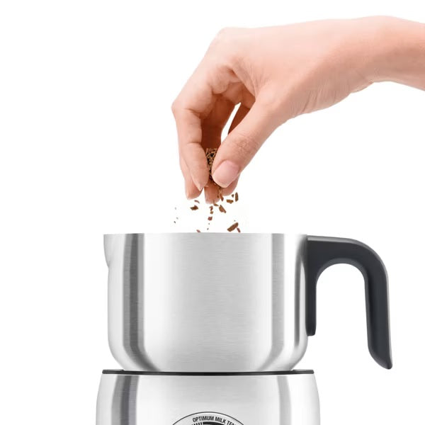 Breville Milk Café Frothe Brushed Stainless Steel BMF600XL: Electric Milk Steamer & Frother, 25oz Capacity, 500W, Silver