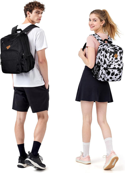 ZORFIN 26L Black Backpack for School, College, and Travel: Water Resistant Bookbag with 8 Compartments
