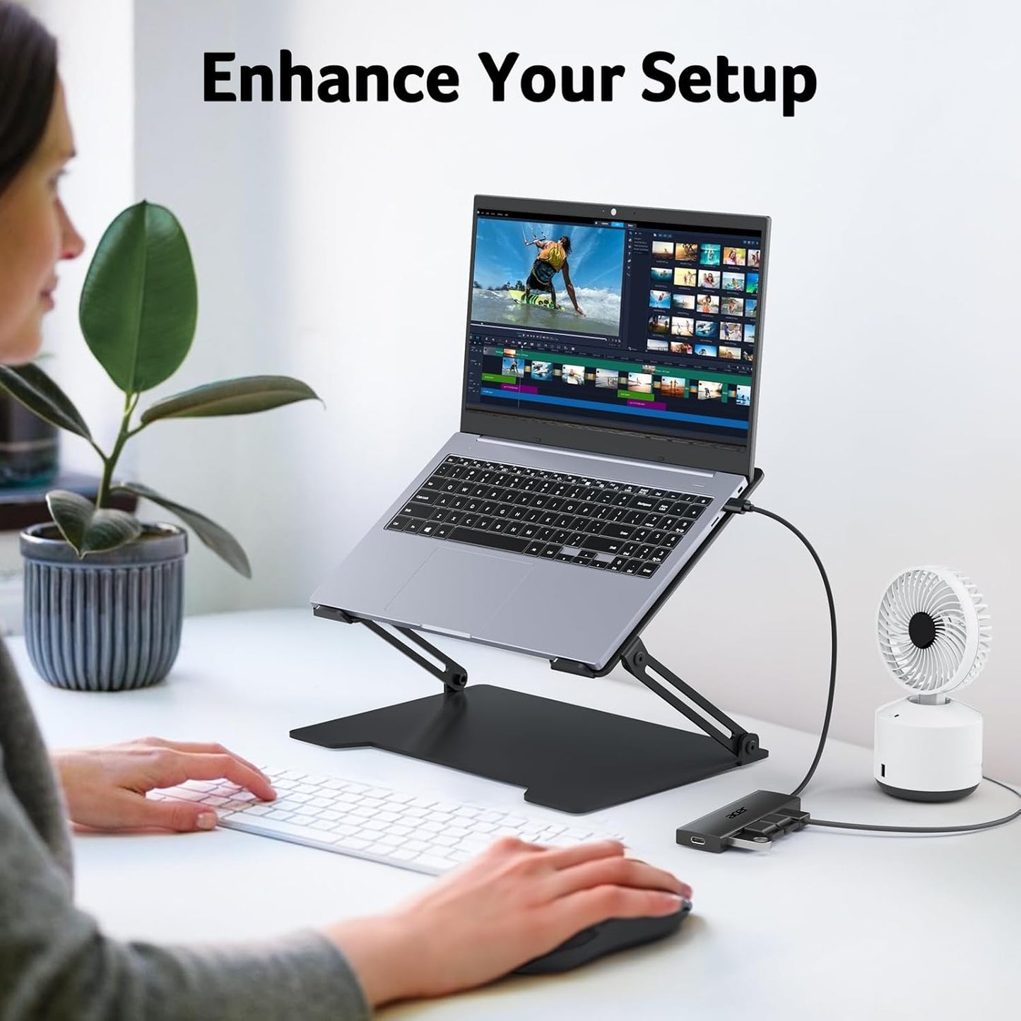 Acer USB Hub 3.0, 4-Port Ultra Slim USB Adapter 2FT with Type-C 5V3A, USBA Splitter Extender for Laptop, Desktop, Mouse, Keyboard Compatible with Windows, Linux, Acer, Surface, Chromebook